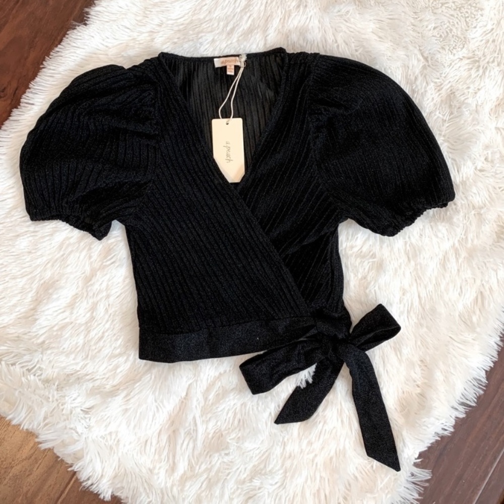 Self-Tie Metallic Crop Top